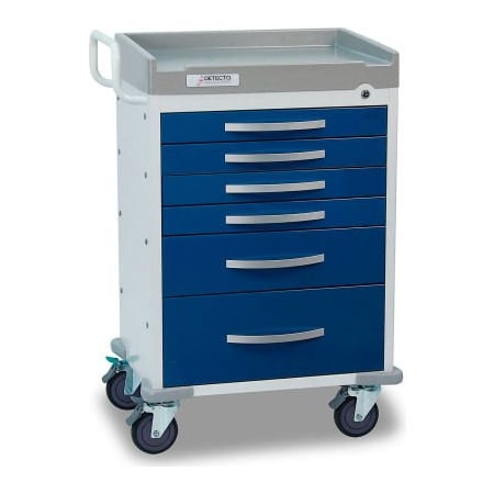 Detecto Detecto Rescue Series Anesthesiology Medical Cart, White Frame with 6 Blue Drawers RC333369BLU